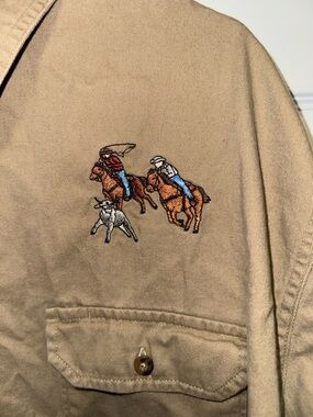 Tan Embroidered Western Work Shirt Jacket